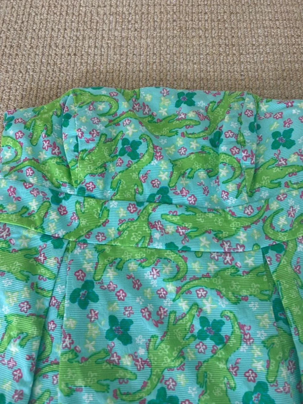 Lilly Pulitzer Alberta Gator Print Dress Strapless Sz 0 - Picture 2 of 6